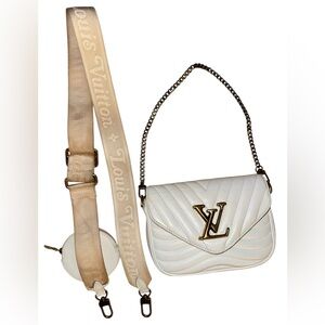 GUC Louis Vuitton New Wave pochette and guitar strap ONLY Tan Beige Crossbody